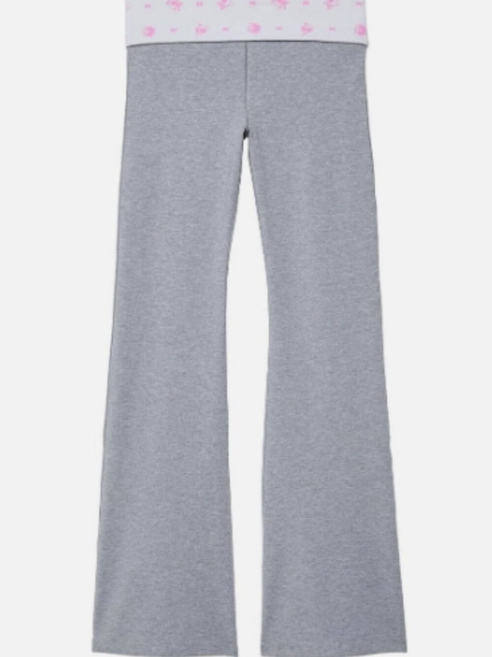 NWT PINK x LoveShackFancy Cotton Foldover Flare Leggings in heather gray sz MEDI View 2